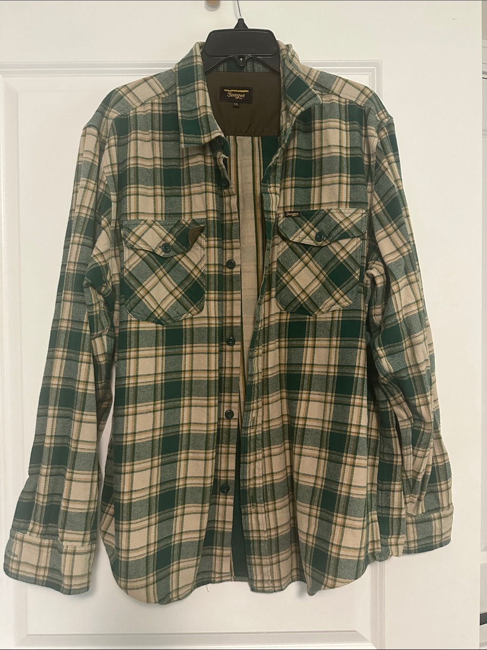 Seager XXL Green and Cream Plaid Shirt Jacket